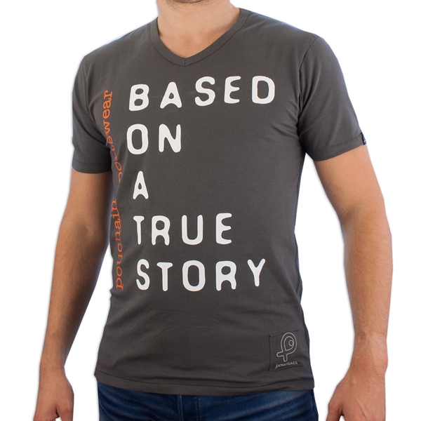 Afbeeldingen van Pouchain - True Story V-neck T-shirt - Grijs